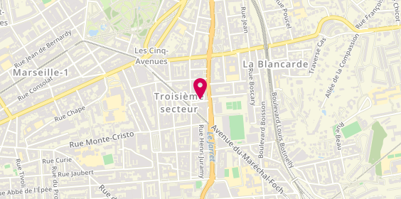 Plan de FONCIA | Agence Immobilière | Location, Syndic, Gestion Locative | Marseille (4ème) | R. Capazza, 5 Rue Capazza, 13004 Marseille