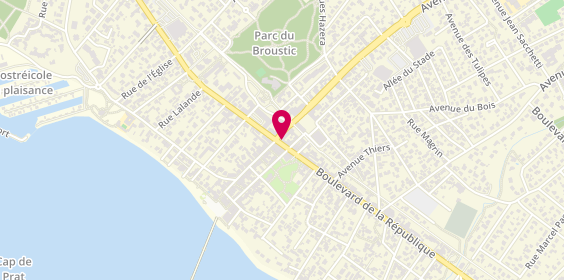 Plan de A.J.Y Immobilier, Angle
2 Avenue de Bordeaux
Boulevard de la République, 33510 Andernos-Les-Bains, France