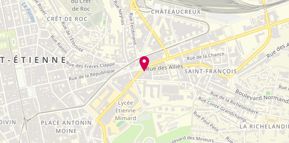 Plan de Orpi Agences No1, 44 Rue Etienne Mimard, 42000 Saint-Étienne
