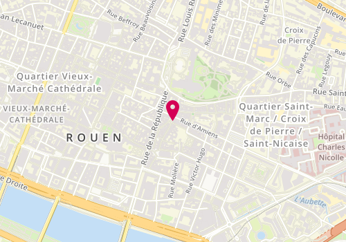 Plan de Agence immobilière Rouen - le Havre – Espaces Atypiques, 2 place du Lieutenant Aubert, 76000 Rouen