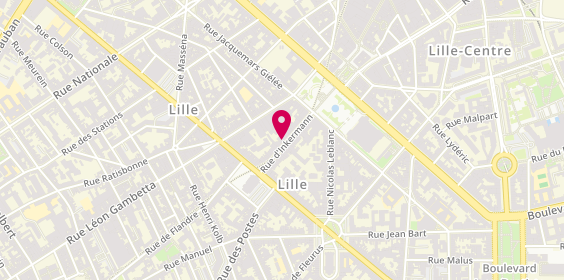 Plan de Agence Immobilière Bernadette Willart, 28 Rue d'Inkermann, 59000 Lille