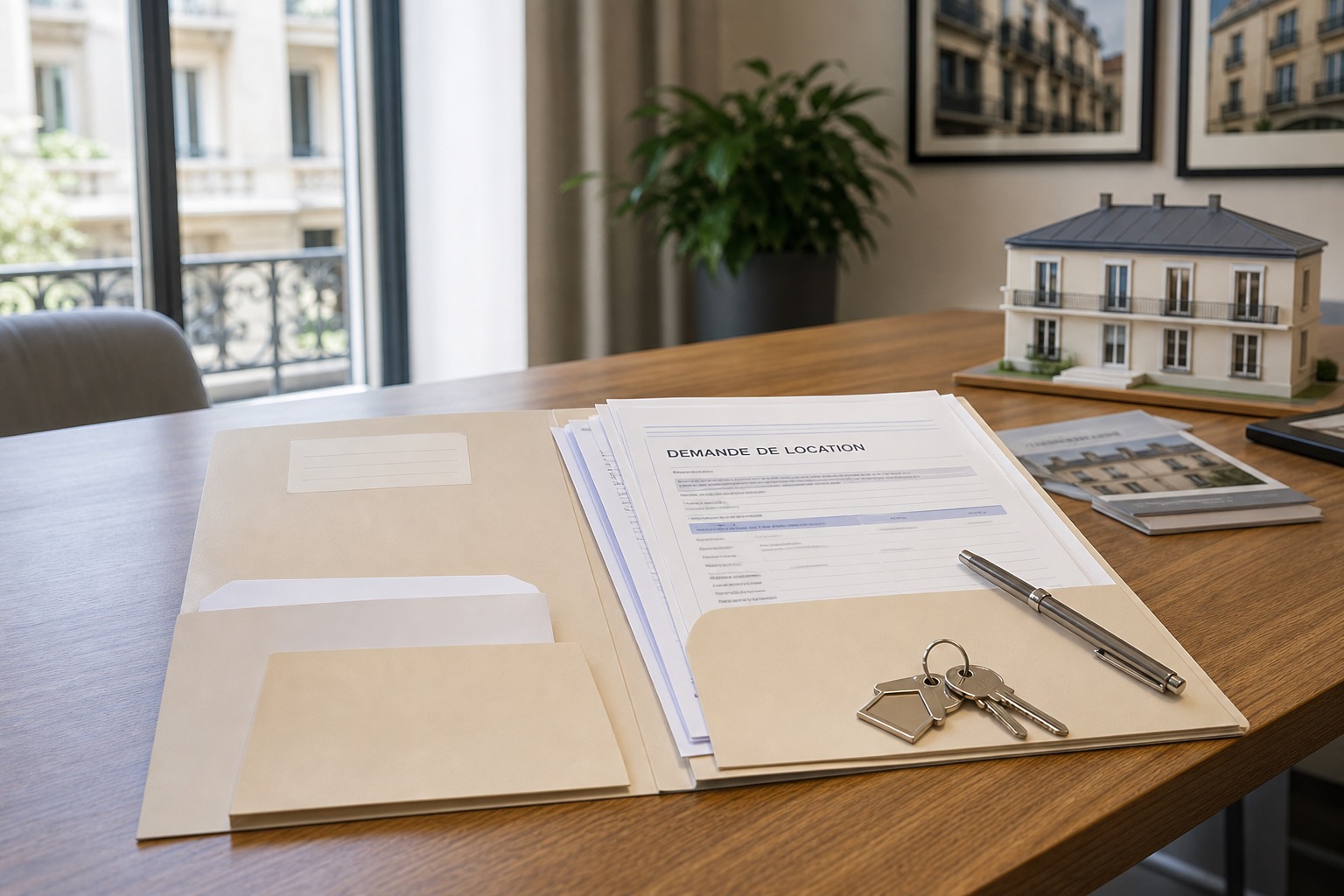 Dossier de location imprimé avec justificatifs classés par catégorie